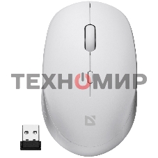 Мышь беспроводная Defender Auris MB-027 белый, 1600 dpi, радиоканал, USB, кнопки - 4
