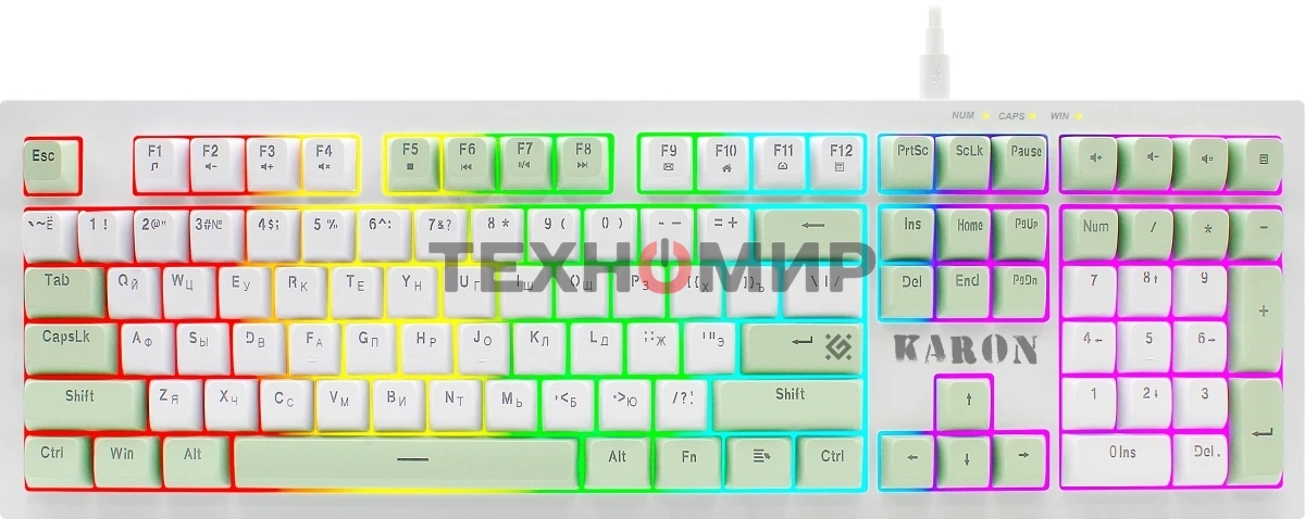 Клавиатура Defender Karon GK-129 проводная, USB Type-A, белый/зеленый