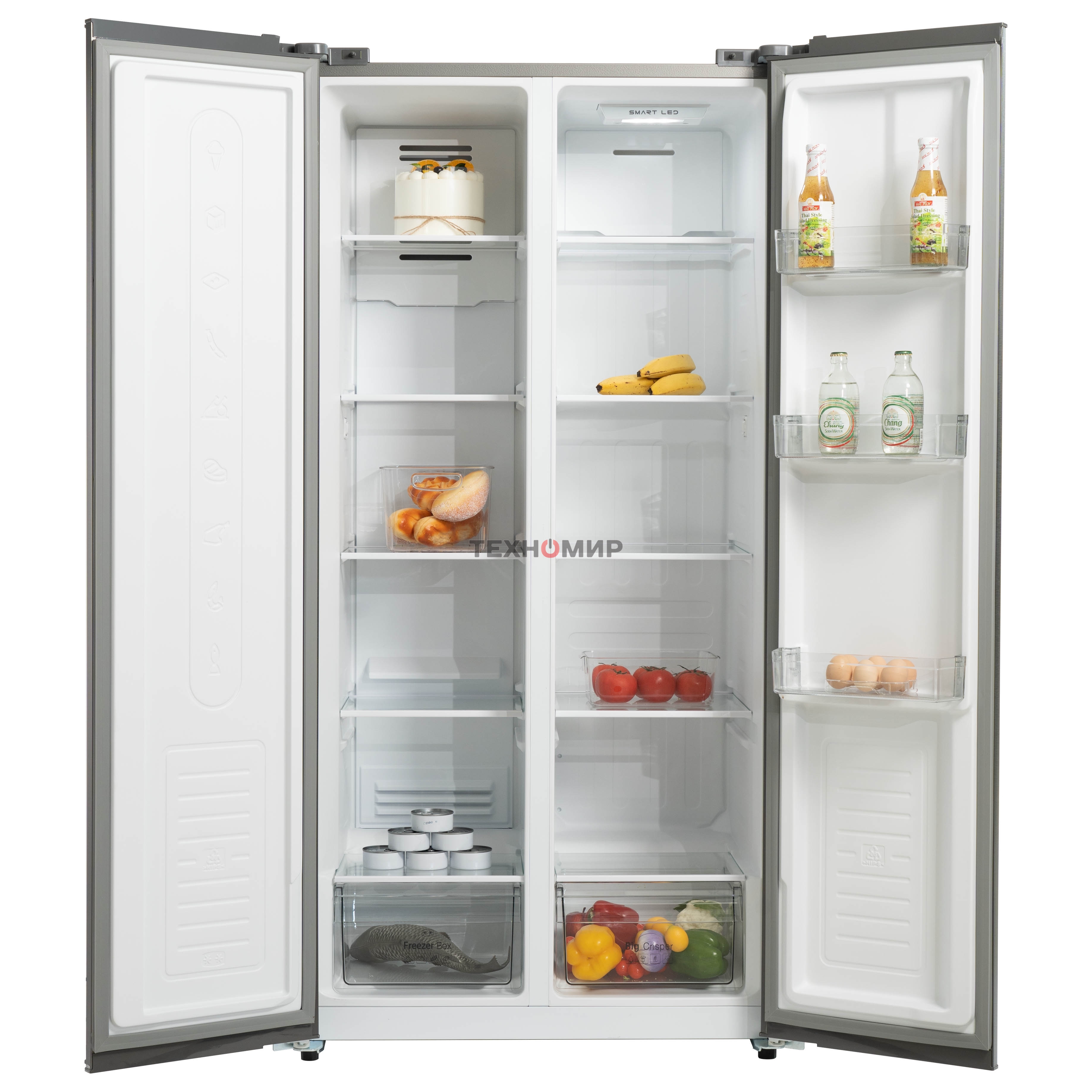 Холодильник Бирюса SBS 400 DI нержавеющая сталь двухкамерный 232/168 л морозилка слева, NoFrost, Side-by-side