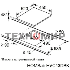 Электрическая варочная панель HOMSair HVC43DBK Hi-Light, независимая, черный