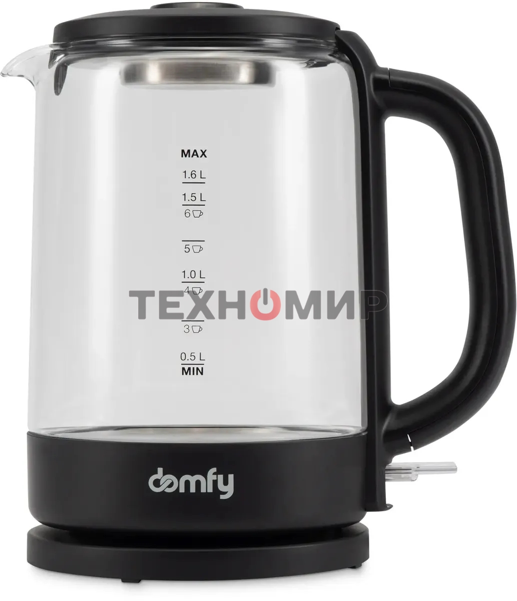 Чайник электрический Domfy DSB-EK304 1.7л. 2200Вт черный (корпус: стекло)