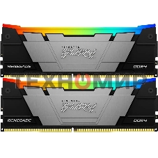 Оперативная память Kingston Fury Renegade, DDR4, 16GB (2x8GB), 4266MHz, CL19, DIMM, с радиатором, RGB, серебристый/черный