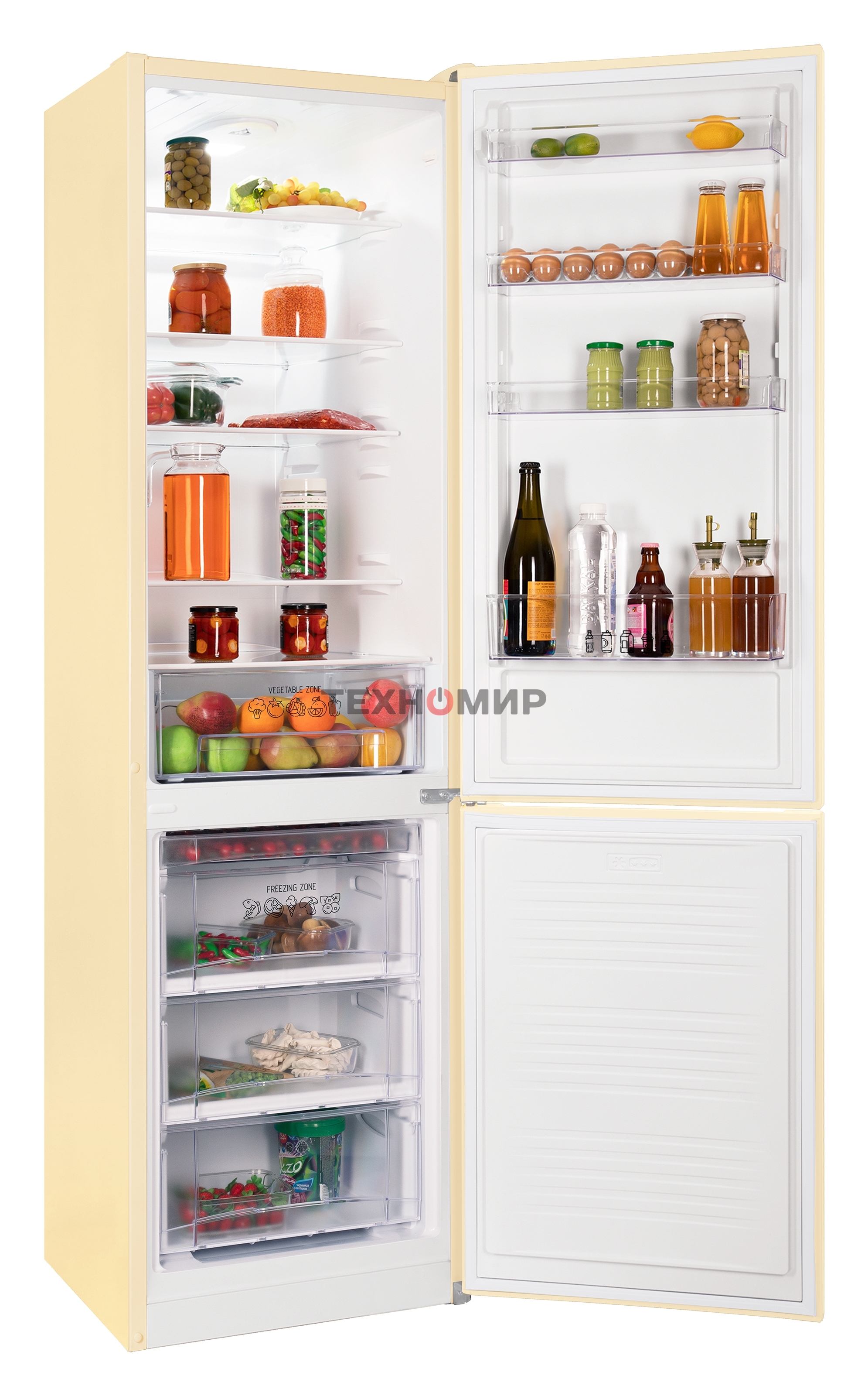 Холодильник Nordfrost NRB 164NF E бежевый двухкамерный 238/105 л морозилка снизу, No Frost