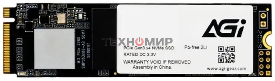 Накопитель SSD AGI AI298, 1Tb, PCIe 3.0 x4, M.2 2280, NVMe, R/W 2590/2050