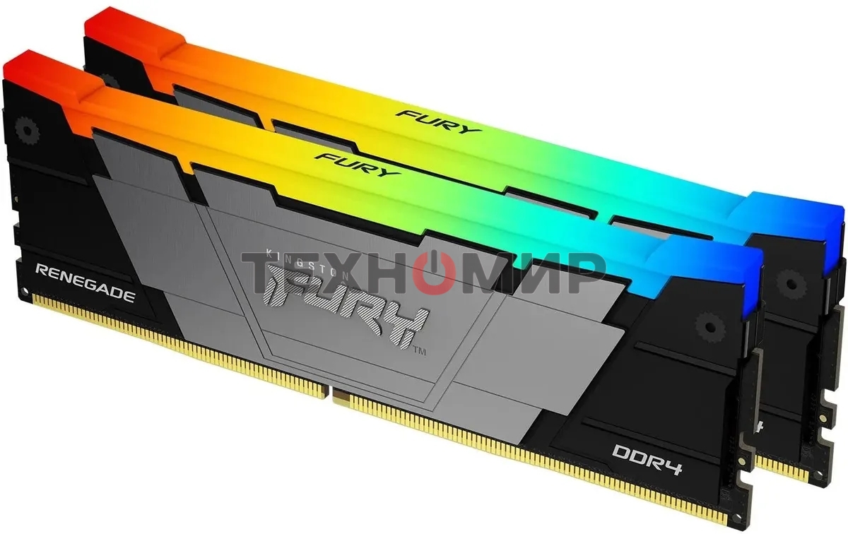 Оперативная память Kingston Fury Renegade, DDR4, 16GB (2x8GB), 4266MHz, CL19, DIMM, с радиатором, RGB, серебристый/черный