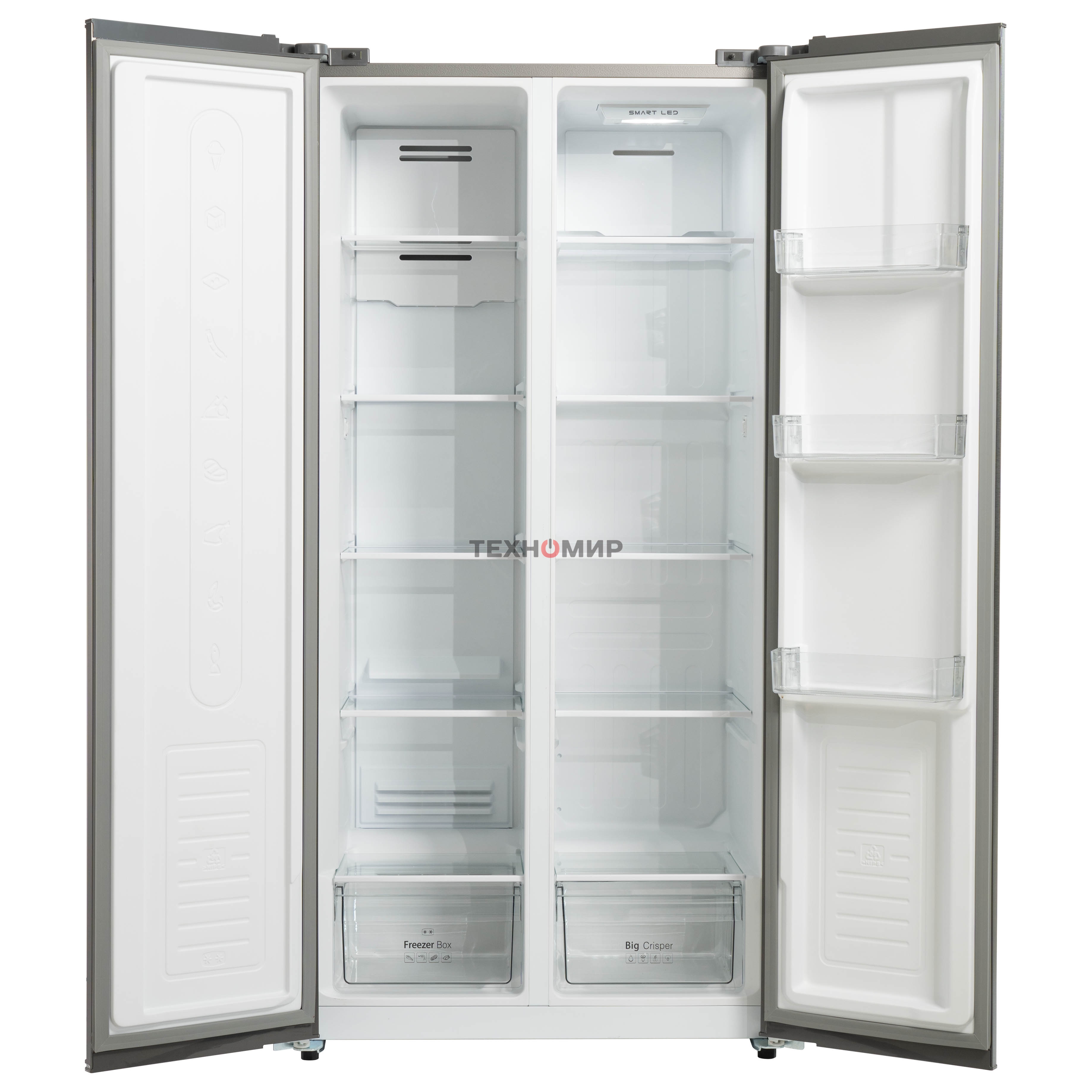 Холодильник Бирюса SBS 400 DI нержавеющая сталь двухкамерный 232/168 л морозилка слева, NoFrost, Side-by-side