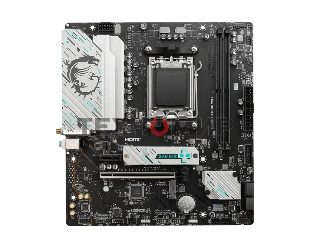 Материнская плата MSI B650M GAMING WIFI, AM5, AMD B650, 2xDDR5, 4xSATA, 2xM.2, 1xPCIe 4.0 x16, 1xPCIe 3.0 x1, 1xDP, 1xHDMI, 1x2.5Gb LAN, Wi-Fi 6E, Bluetooth 5.3, 1xUSB-C 5Gbps, 3xUSB-A 5Gbps, 2xUSB-A 2.0, 1xS/PDIF, 5x3.5 мм, 7.1, mATX