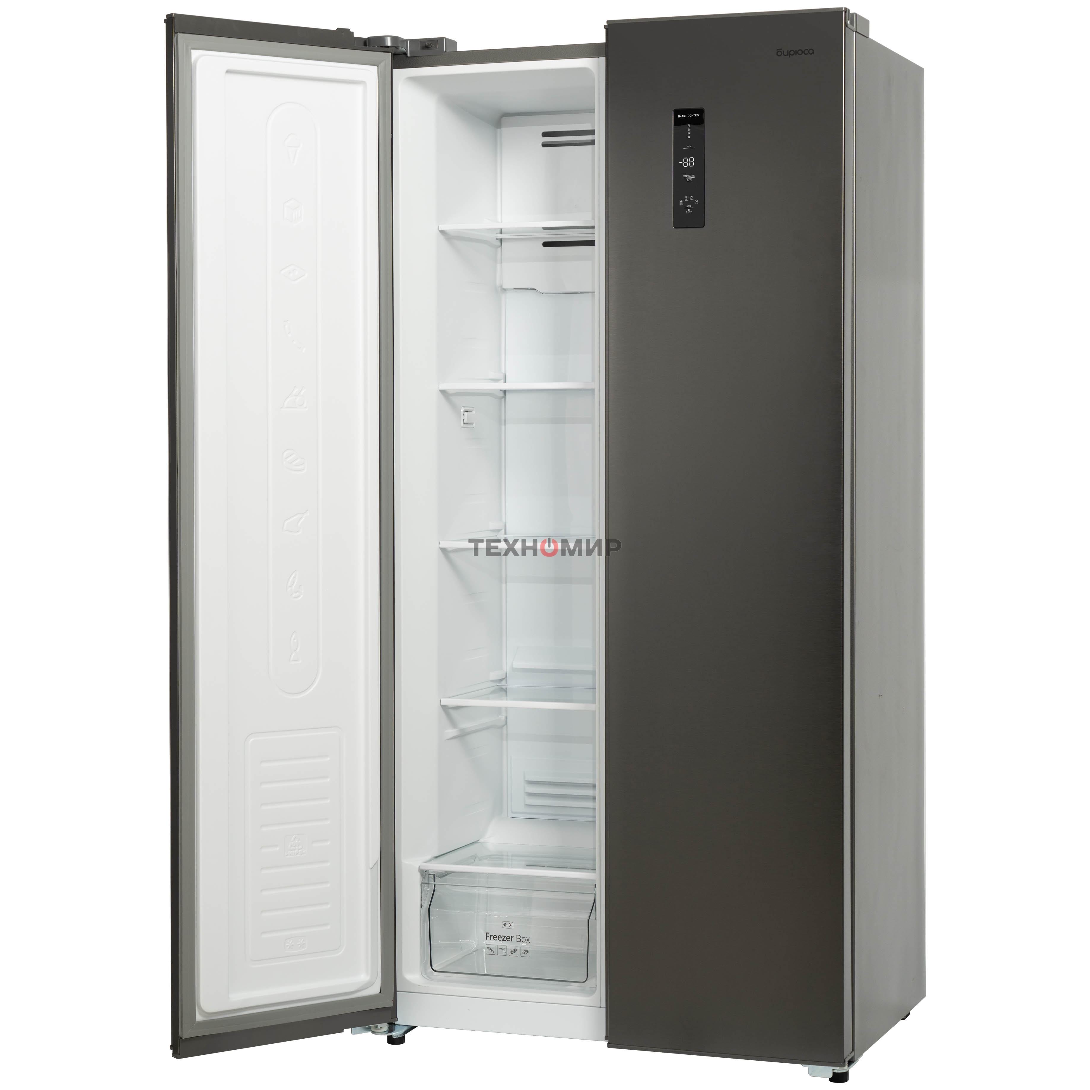 Холодильник Бирюса SBS 400 DI нержавеющая сталь двухкамерный 232/168 л морозилка слева, NoFrost, Side-by-side