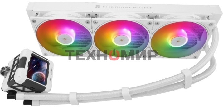 Система жидкостного охлаждения Thermalright Frozen Warframe 360 ARGb Soc-AM5/AM4/1200/1700/1851 белый 4-pin 29.8dB Al LCD Ret (F-WFRAME-360-WH-ARGb)