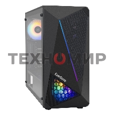 Компьютерный корпус Miditower ExeGate EVO-8225-NPX500 (ATX, БП 500NPX с вент. 12см, 2хUSB+1хUSB 3.0, черный, 2 вент. с RGb подсветкой и полоса на передней панели, боковая панель - закаленное стекло)