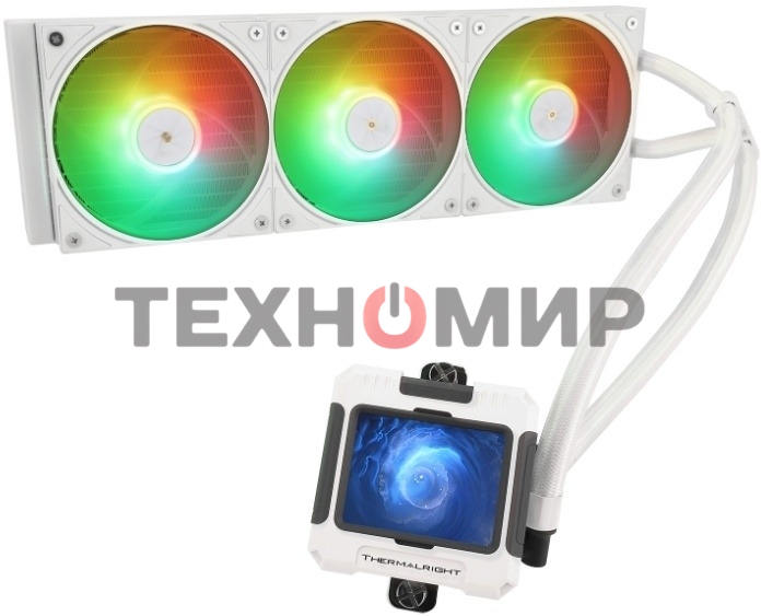 Система жидкостного охлаждения Thermalright Frozen Warframe 360 ARGb Soc-AM5/AM4/1200/1700/1851 белый 4-pin 29.8dB Al LCD Ret (F-WFRAME-360-WH-ARGb)