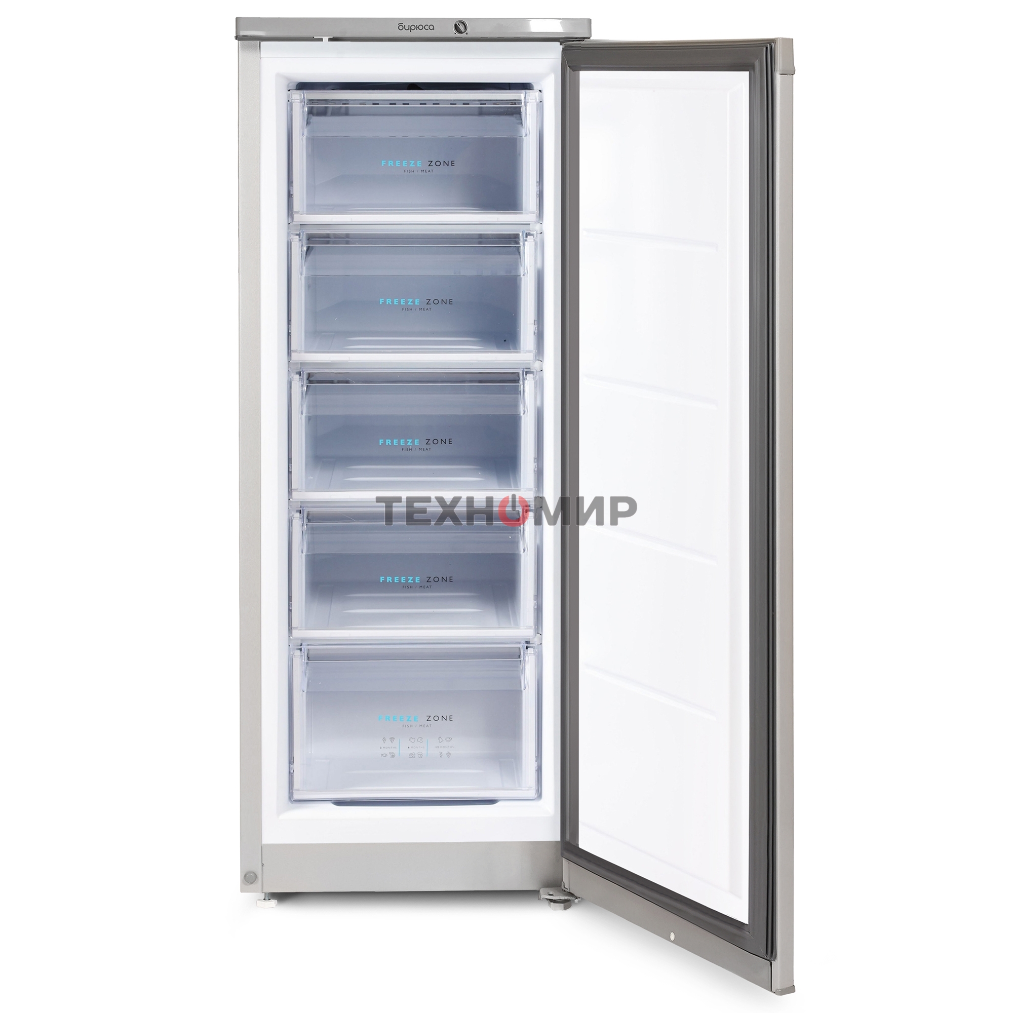 Морозильная камера Бирюса M414 металлик, 130л, 5 ящиков