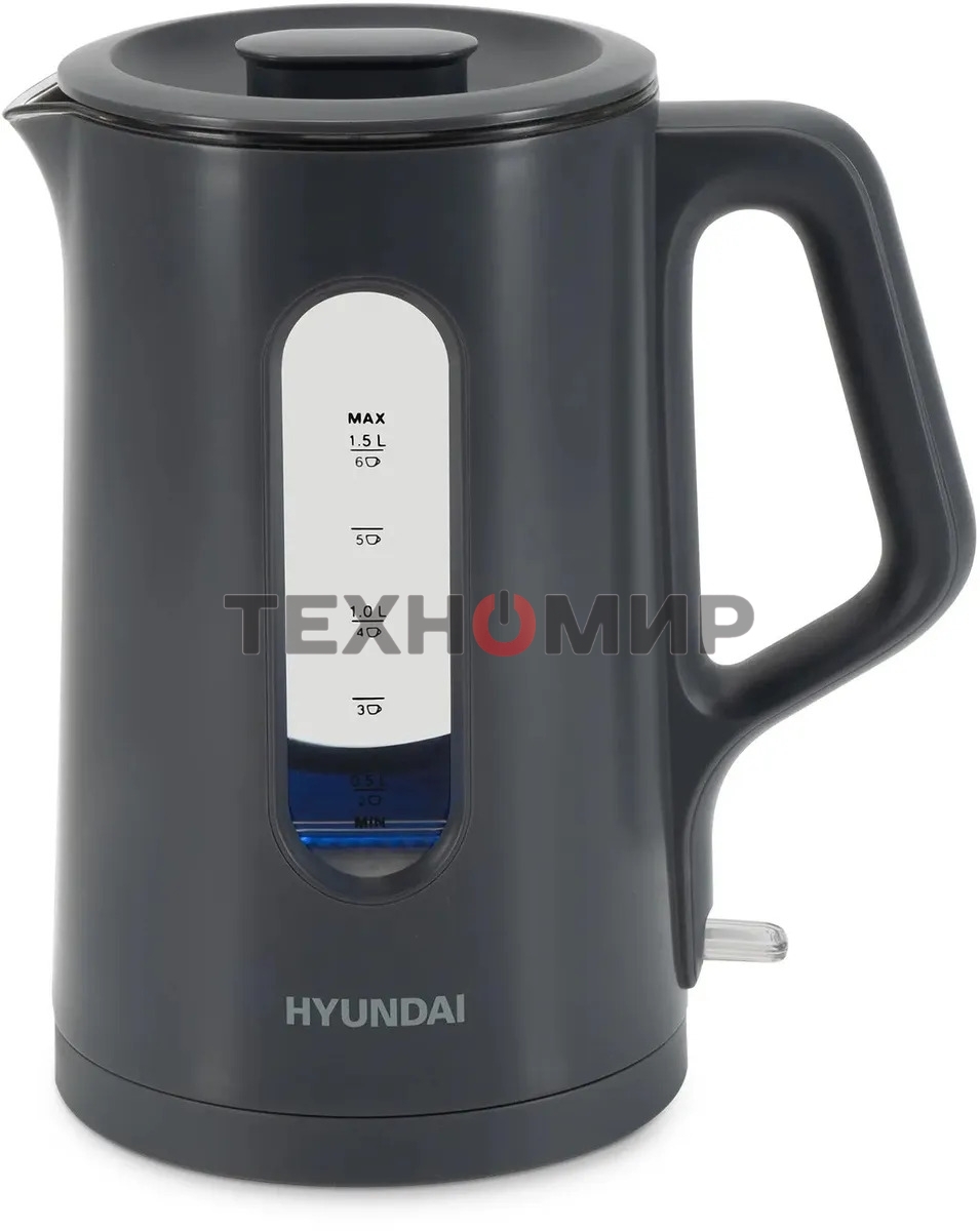 Чайник электрический Hyundai HYK-G4508 1.5л. 1700Вт серый/прозрачный корпус: стекло