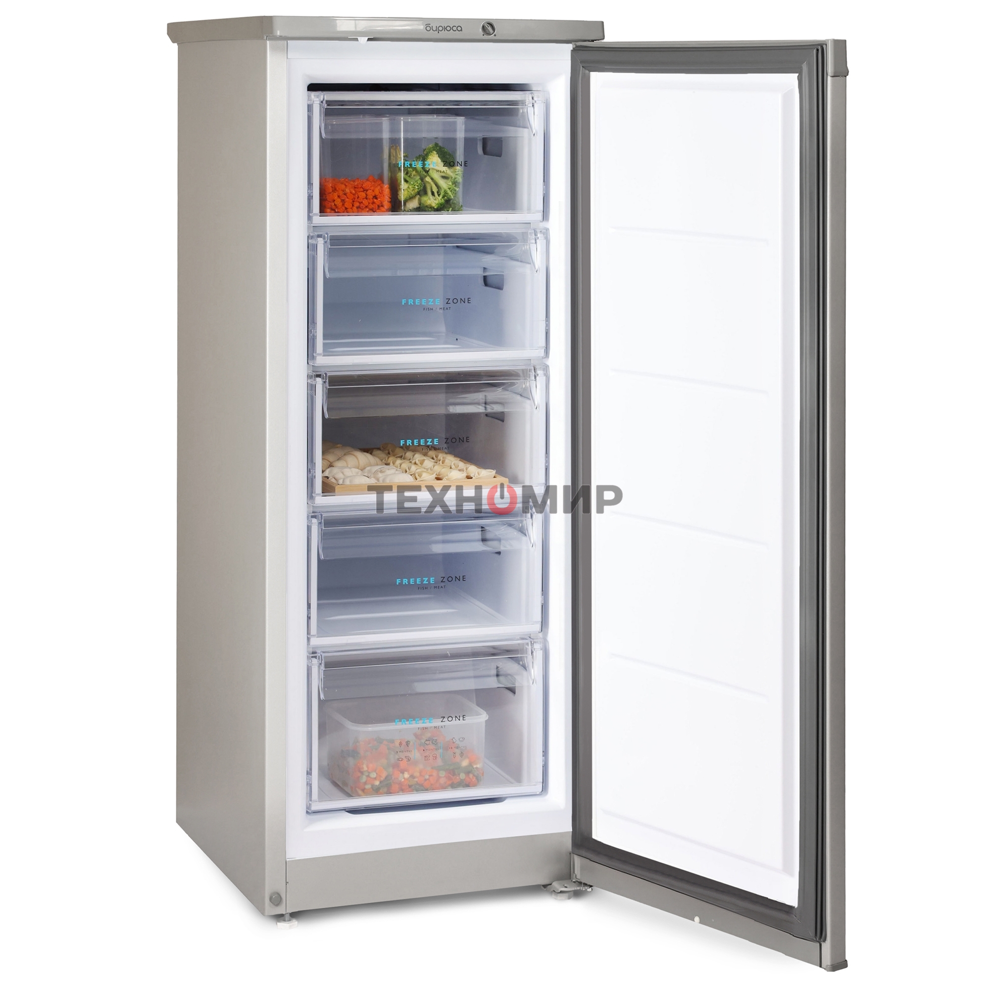 Морозильная камера Бирюса M414 металлик, 130л, 5 ящиков