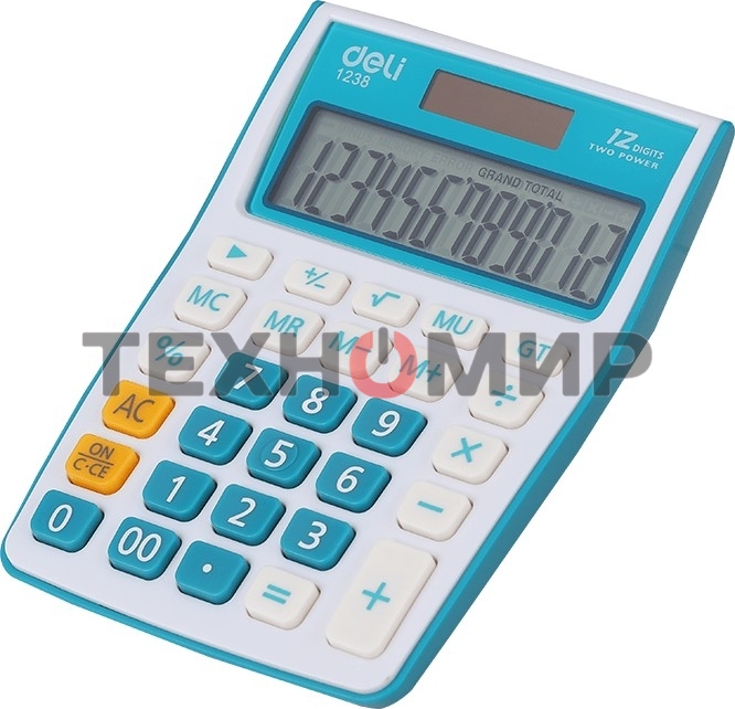 Калькулятор настольный Deli E1238/BLUE синий 12-разр.