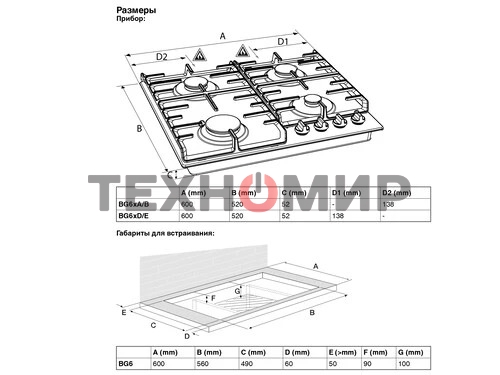 Газовая варочная панель Gorenje GTW642SYW белый