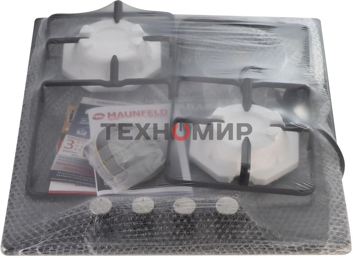 Комбинированная варочная панель Maunfeld EEHE.64.5EB/KG, 4 конфорки, эмалированная сталь, черный