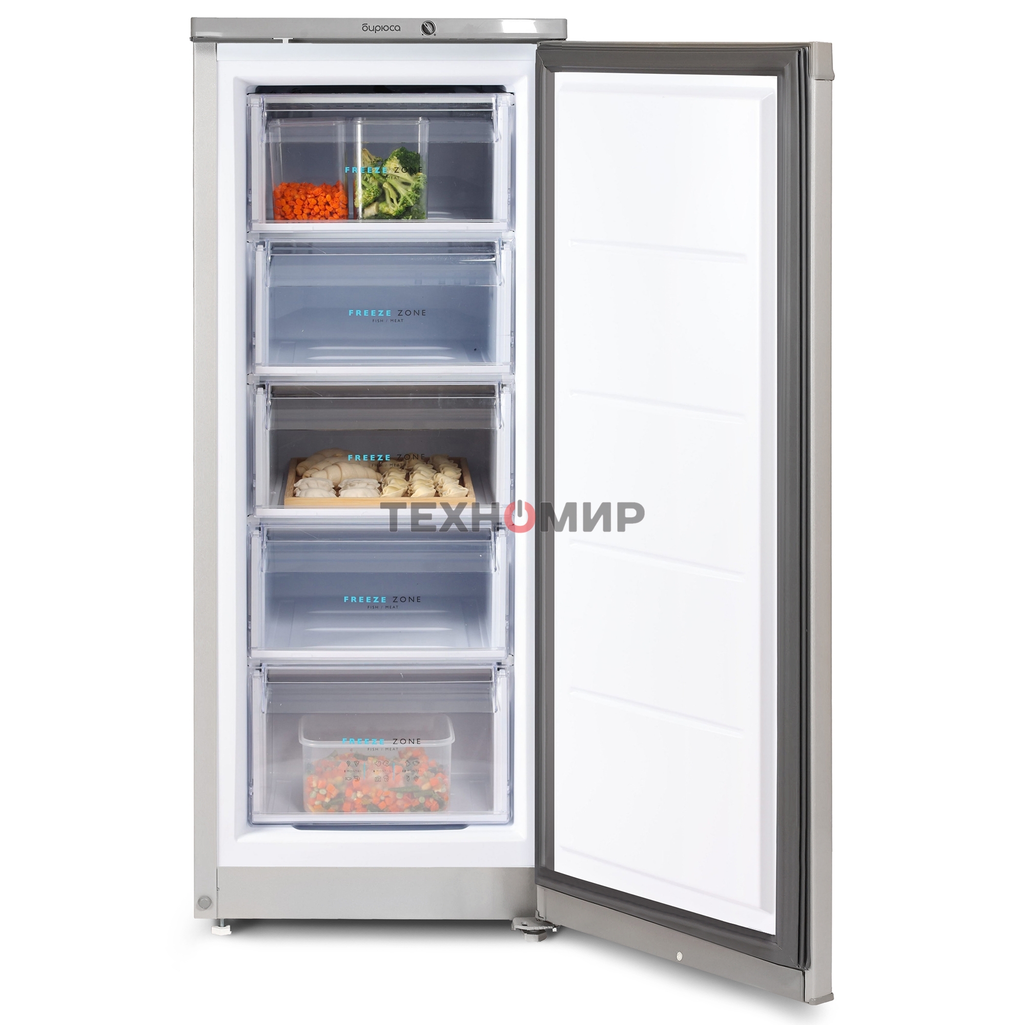 Морозильная камера Бирюса M414 металлик, 130л, 5 ящиков