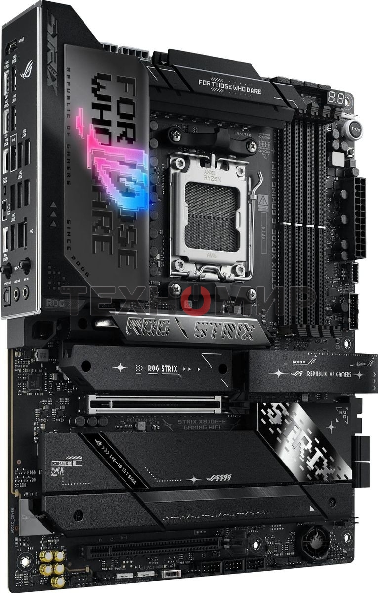 Материнская плата ASUS ROG STRIX X870E-E GAMING WIFI, AM5, AMD X870E, 4xDDR5, 4xSATA, 5xM.2, 1xPCI-E 5.0 x16, 1xPCI-E 4.0 x4, 1xHDMI, 1xUSB-C 3.2 Gen 2, 1xUSB-C 3.2 Gen 2x2, 2xUSB-C 4.0, 1x 5Gb LAN, 9xUSB-A 3.2 Gen 2, 2x3.5 мм, TOSLINK, 1xWi-Fi 7, ATX