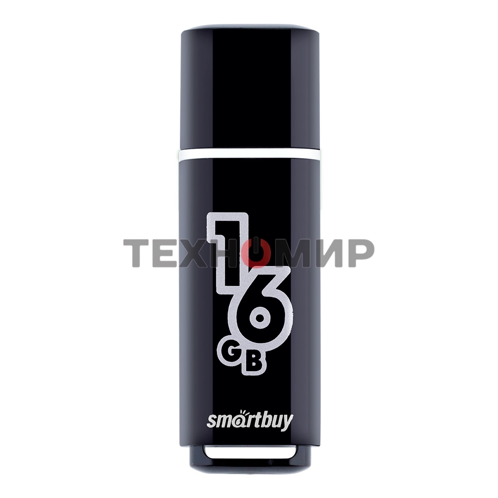 Флешка USB Smartbuy Glossy series Black (SB16GbGS-K), 16Gb, USB 2.0, R/W 25/15, черный