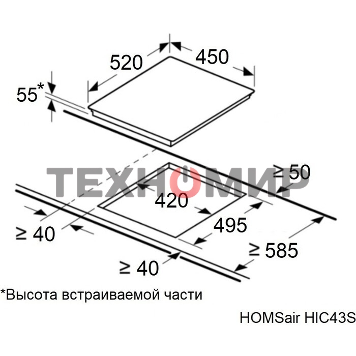 Индукционная варочная панель HOMSair HIC43SWH Inverter