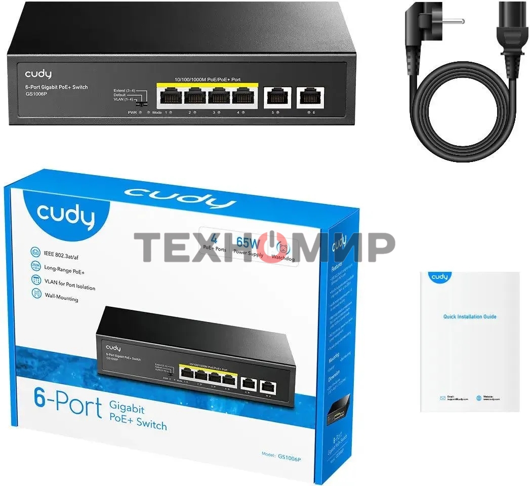 Коммутатор Cudy GS1006P (L2) 6x1 Гбит/с 6PoE+ неуправляемый