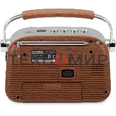 Радиоприемник портативный Hyundai H-PSR200 дерево коричневое/серебристый USB microSD