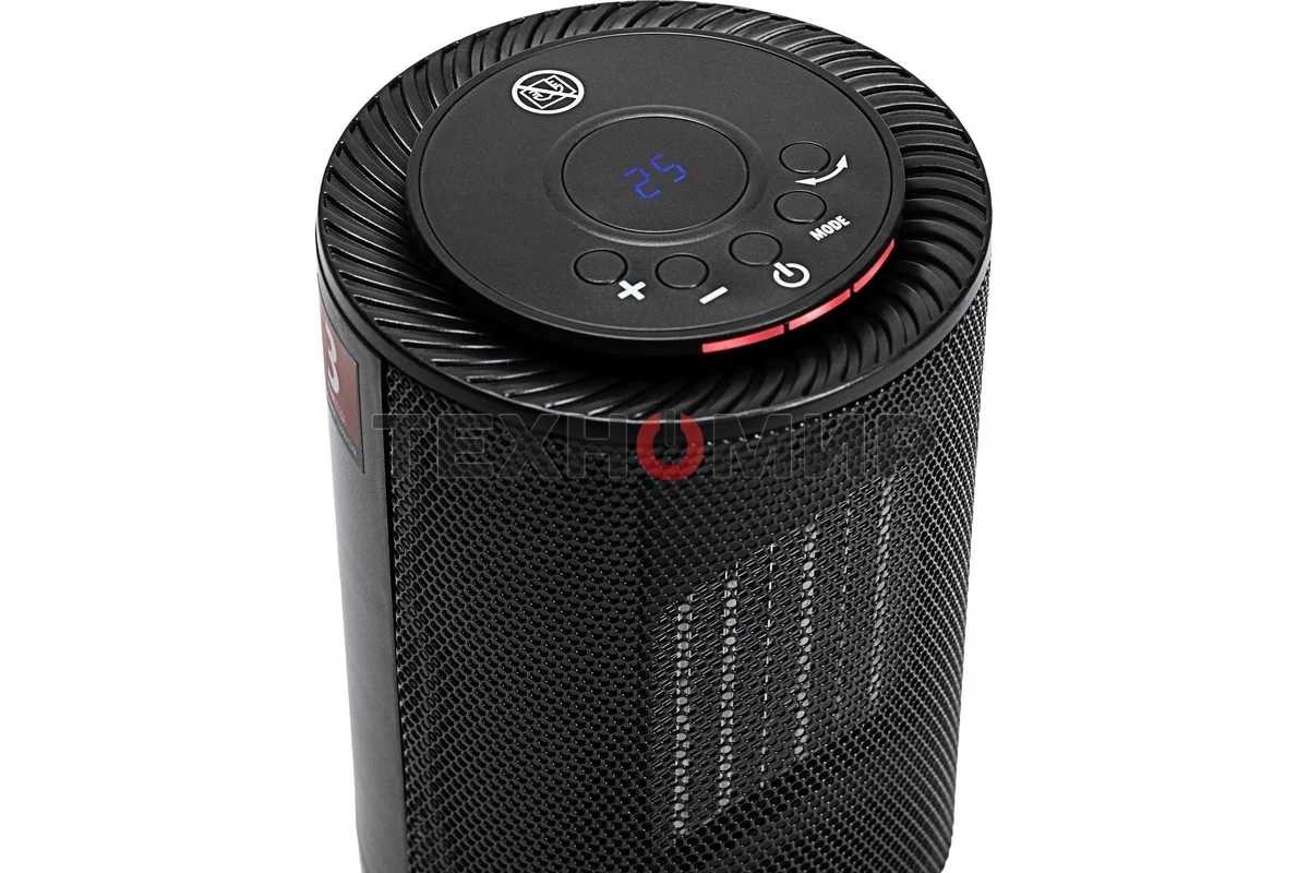 Тепловентилятор керамический Denzel DTFC-1200, черный, 600/1200 Вт, 12 м2, 3 режима, термостат