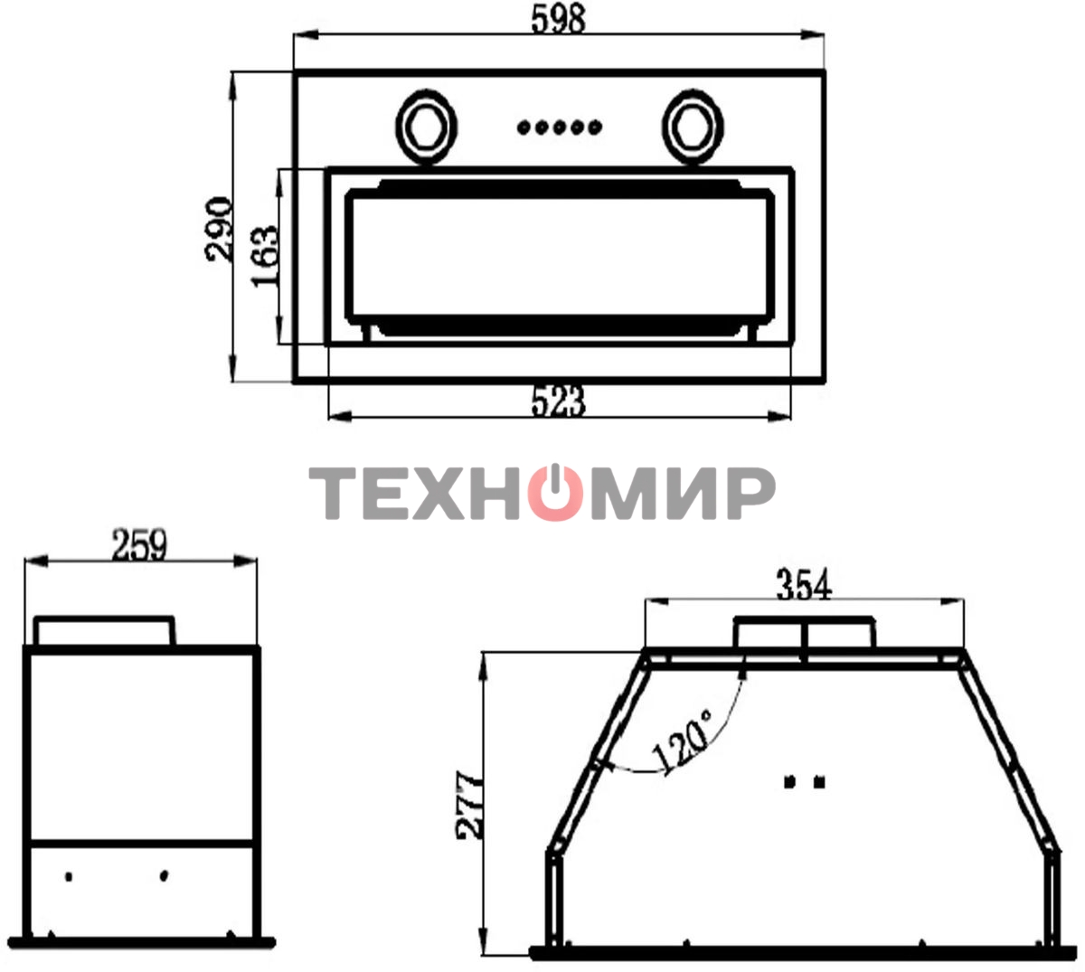 Вытяжка встраиваемая Maunfeld Trapeze 602M белый, 60 см, 1150 куб. м/ч, 54 дБ
