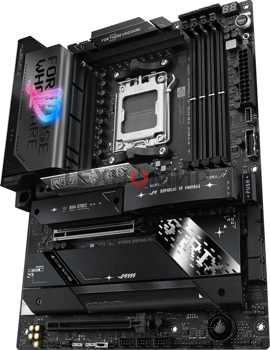 Материнская плата ASUS ROG STRIX X870E-E GAMING WIFI, AM5, AMD X870E, 4xDDR5, 4xSATA, 5xM.2, 1xPCI-E 5.0 x16, 1xPCI-E 4.0 x4, 1xHDMI, 1xUSB-C 3.2 Gen 2, 1xUSB-C 3.2 Gen 2x2, 2xUSB-C 4.0, 1x 5Gb LAN, 9xUSB-A 3.2 Gen 2, 2x3.5 мм, TOSLINK, 1xWi-Fi 7, ATX