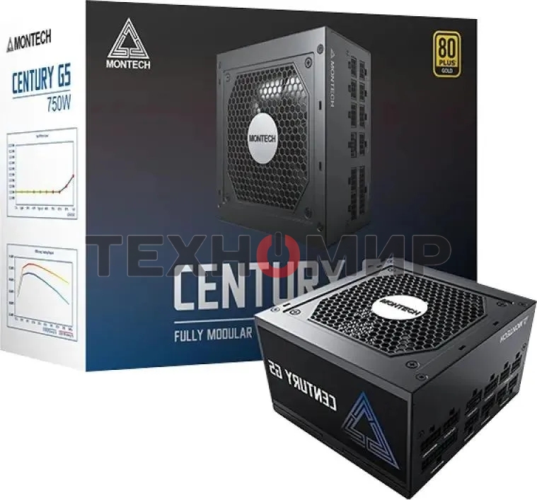 Блок питания Montech ATX 750W CENTURY GOLD G5, 750 Вт, 80 PLUS GOLD, 120 мм, модульный, черный