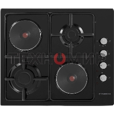 Комбинированная варочная панель Maunfeld EEHE.64.5EB/KG, 4 конфорки, эмалированная сталь, черный