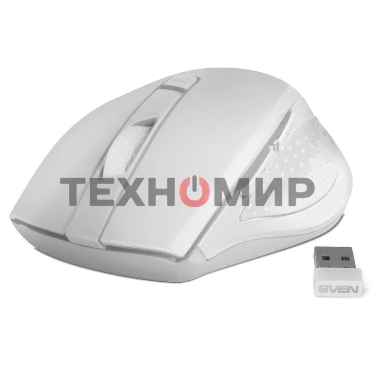 Мышь беспроводная SVEN RX-425W белый, 1600 dpi, радиоканал, USB, кнопки - 6