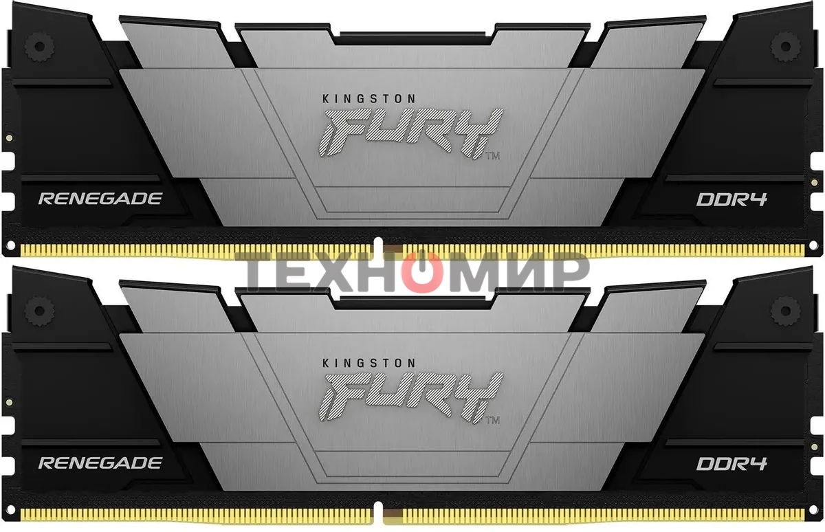 Оперативная память Kingston Fury Renegade, DDR4, 16GB (2x8GB), 4800MHz, CL19, DIMM, с радиатором, черный