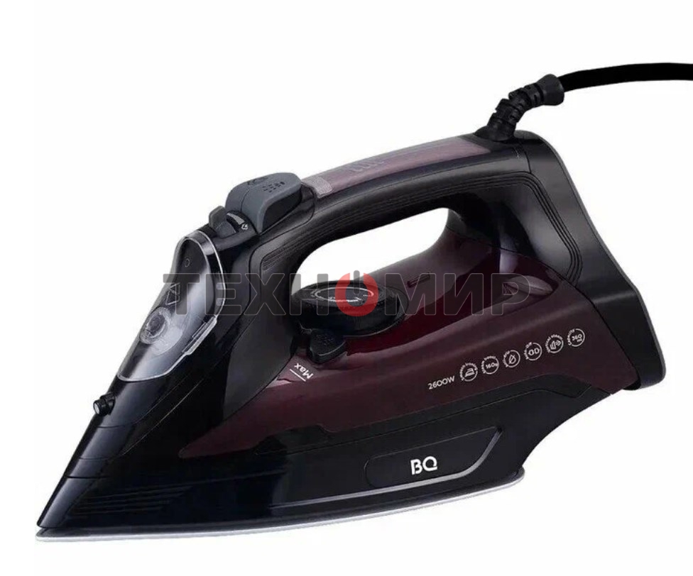 Утюг BQ SI1003 черный/винный/красный, 2600 Вт, 35 г/мин, 160 г/мин, 360 мл