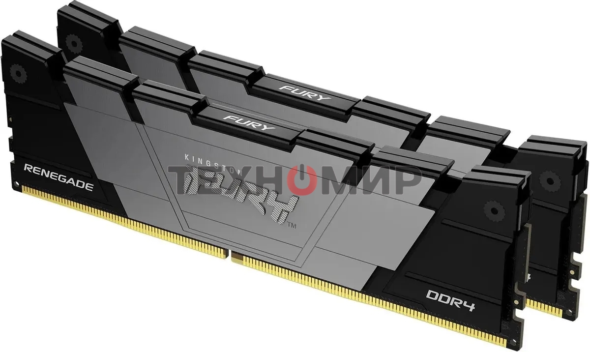 Оперативная память Kingston Fury Renegade, DDR4, 16GB (2x8GB), 4800MHz, CL19, DIMM, с радиатором, черный