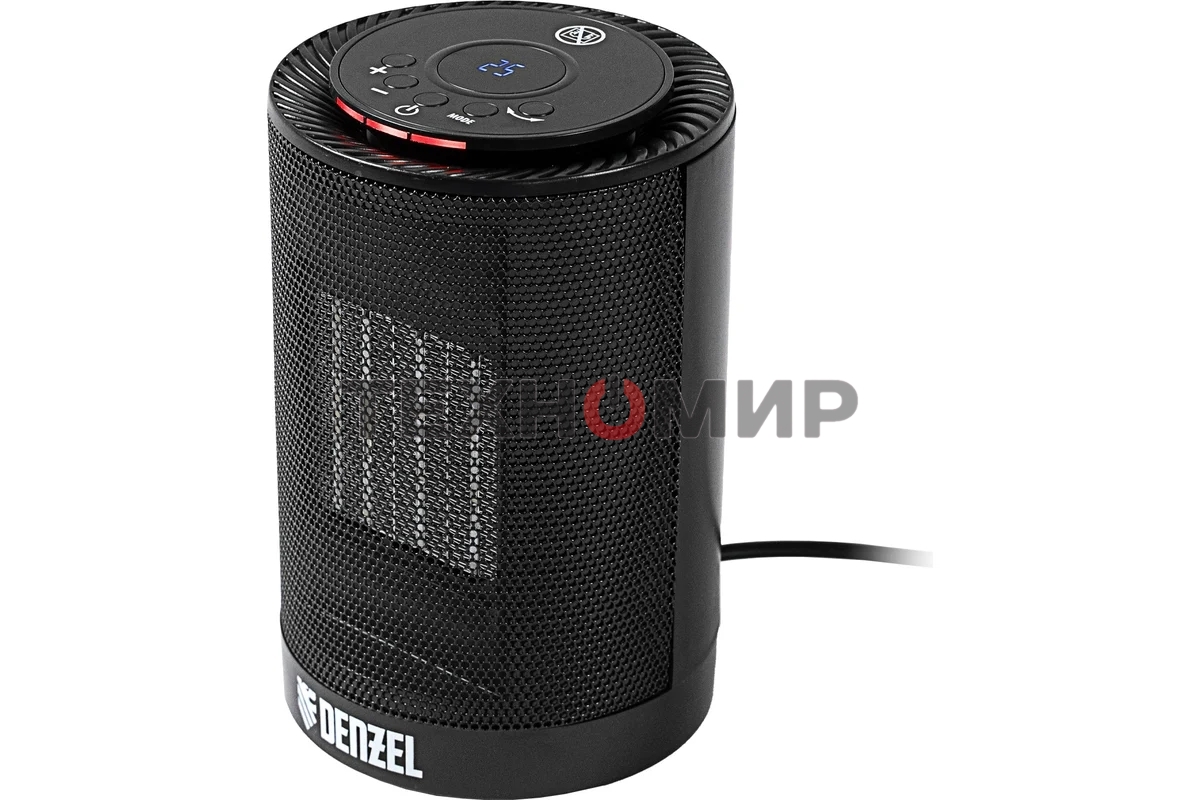 Тепловентилятор керамический Denzel DTFC-1200, черный, 600/1200 Вт, 12 м2, 3 режима, термостат
