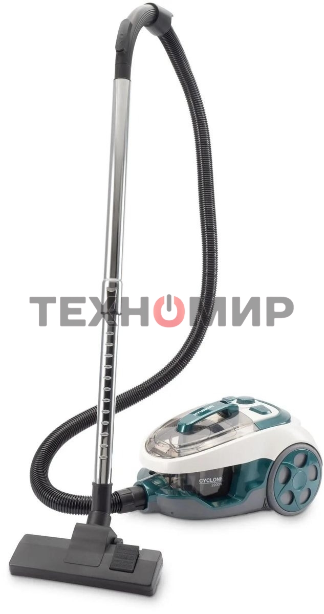 Пылесос Hyundai HYV-C3500 белый/бирюзовый, 380/2220 Вт, уборка сухая, пылесборник контейнер 2.5 л