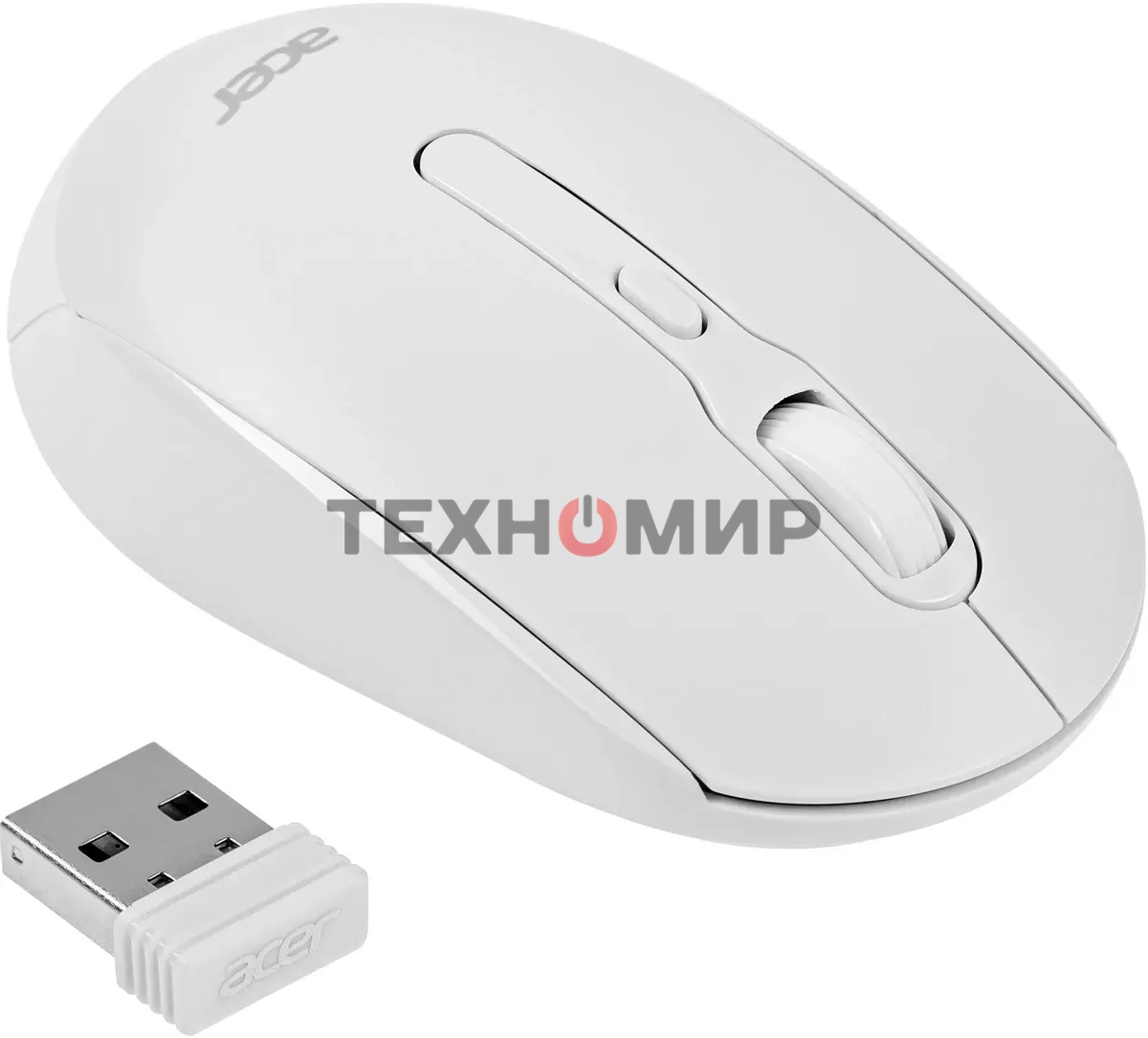 Мышь беспроводная Acer OMR308 белый, 1600 dpi, радиоканал, Bluetooth, USB, кнопки - 4