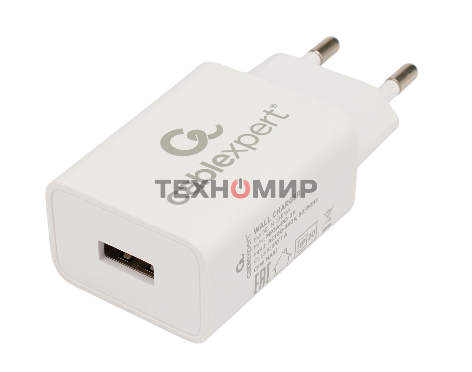 Сетевое зарядное устройство Cablexpert MP3A-PC-39 100/220V - 5V USB 1 порт, 1A, белый