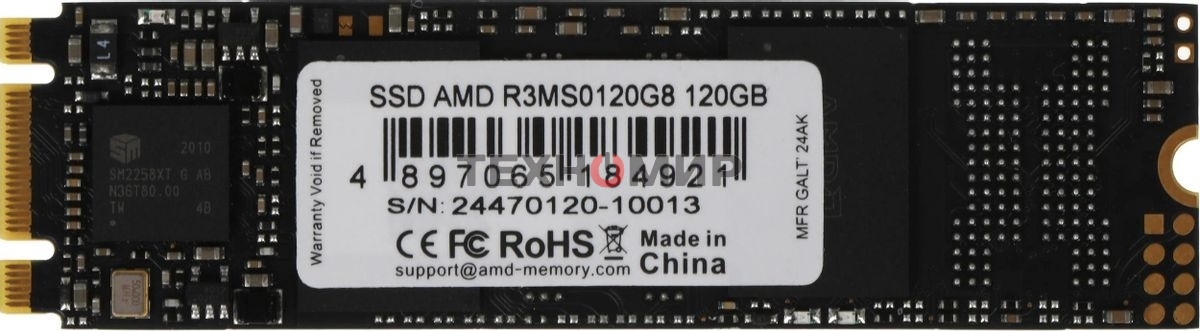 Накопитель SSD AMD Radeon R3MS0120G8, 120Gb, M.2 2280, SATA, R/W 520/450