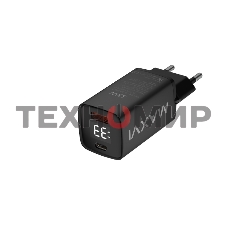 Сетевое зарядное устройство Maxvi A402PD LED 33W, 1xUSB-A, 1xUSB-C, черный