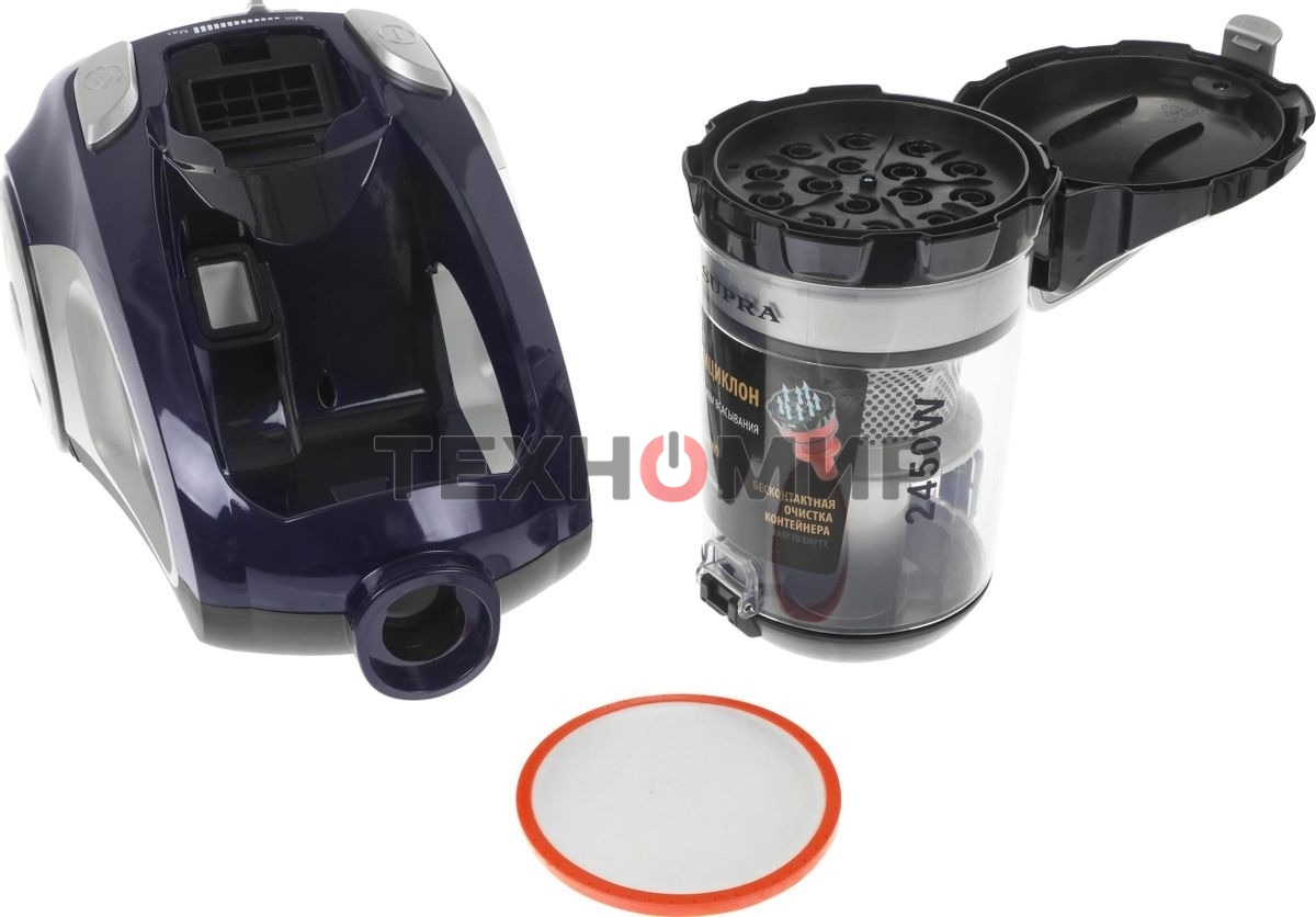 Пылесос Supra VCS-2420 синий/серый, 420/2450Вт, уборка сухая, пылесборник контейнер 3.5 л