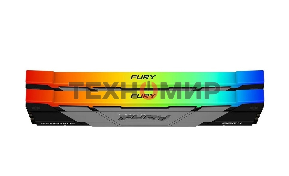 Оперативная память Kingston Fury Renegade, DDR4, 64GB (2x32GB), 3600MHz, CL18, DIMM, радиатор, RGB, черный/серебристый