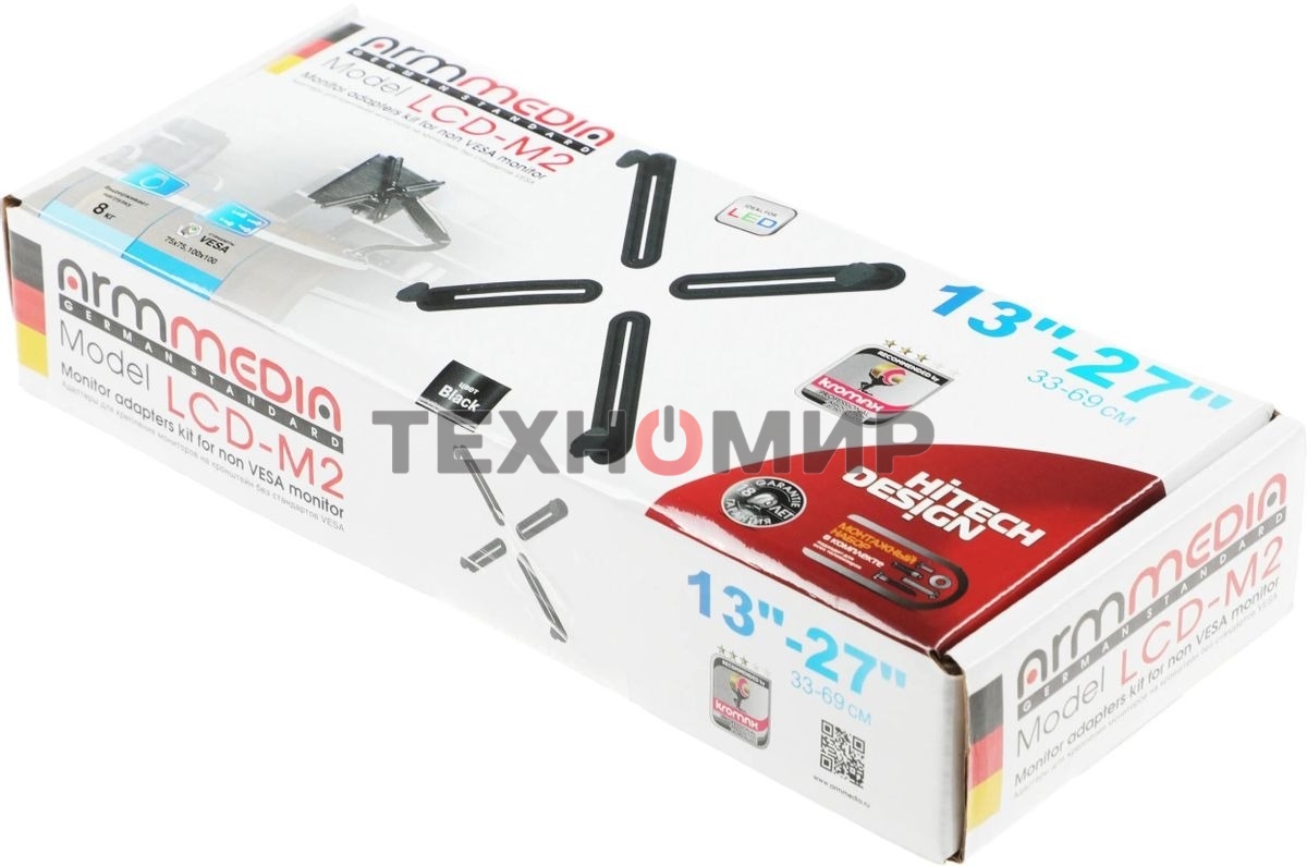 Кронштейн-адаптер для мониторов Arm Media LCD-M2 черный макс.7кг настольный поворот и наклон верт.перемещ.