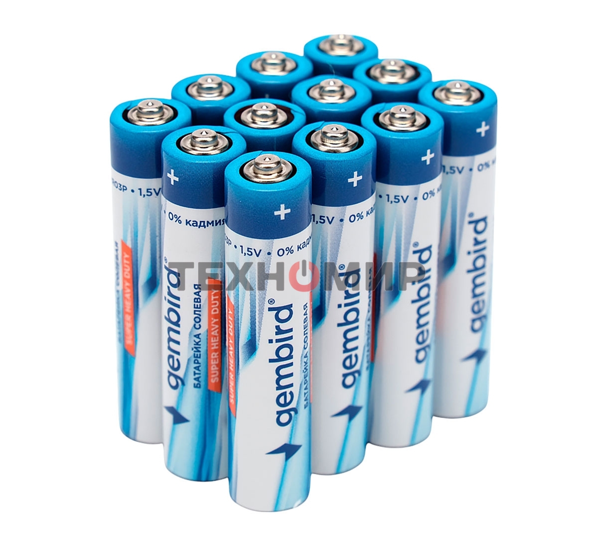 Батарейки солевые Gembird GB-R03P-12F, тип AAA, 12шт, пленка