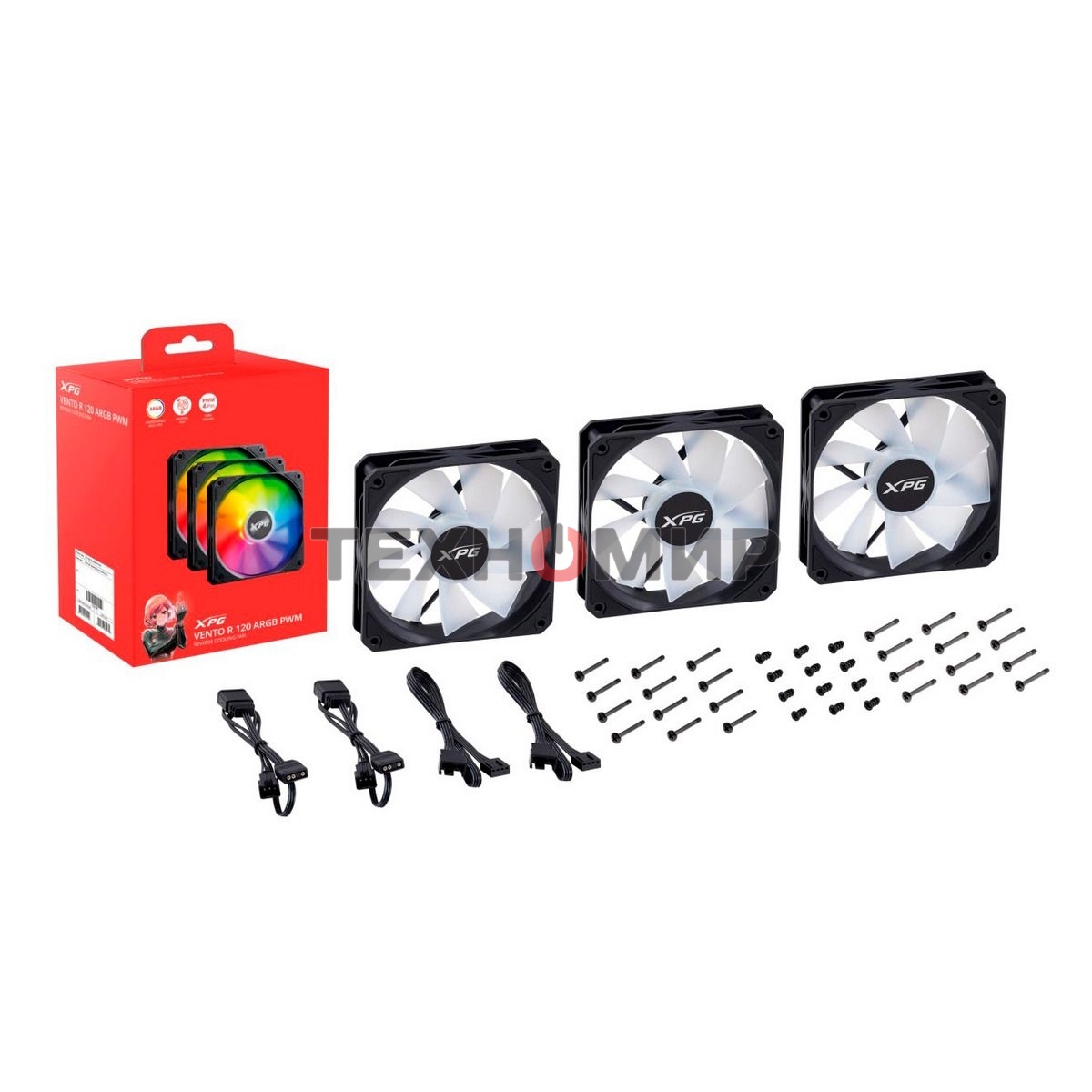 Вентилятор для корпуса ADATA XPG VENTO R 120 ARGb PWM черный, 120 мм, 1600 об/мин, 32 дБ, 4 pin