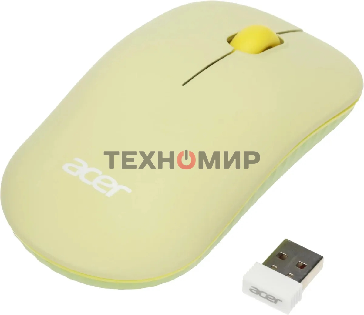 Мышь беспроводная Acer OMR205 зеленый/желтый, 1200 dpi, радиоканал, USB, кнопки - 3