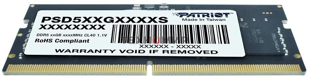 Оперативная память Patriot Signature, DDR5, 8GB (1x8 GB), 5600 MHz, CL46, SO-DIMM