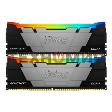 Оперативная память Kingston Fury Renegade, DDR4, 64GB (2x32GB), 3600MHz, CL18, DIMM, радиатор, RGB, черный/серебристый